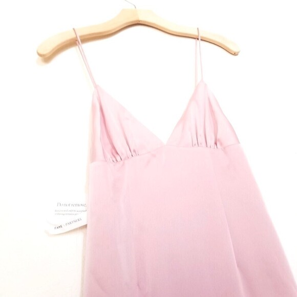 NWT Fame and Partners Trine Gown Prom Maxi Dress Matte Satin Dusty Rose Pink 2 - Picture 6 of 11